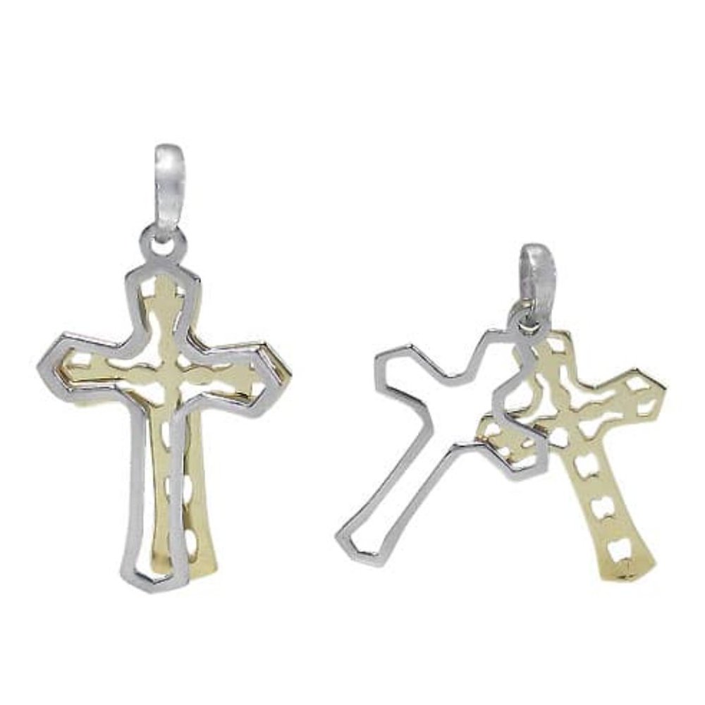Silver and Yellow 2 cross pendant